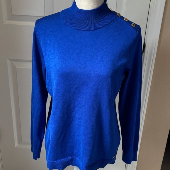 Calvin Klein - Turtleneck/Mock Neck Sweater - Blue (Size: M) - Picture 1 of 8